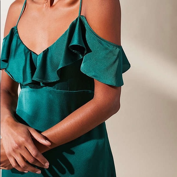 NWT Urban Outfitters Satin Ruffle Dress - Picture 2 of 5